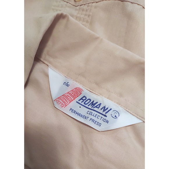 Vintage Romani Collection Guayabera Rockabilly Beige XL Bowling Shirt Mens - Picture 6 of 8